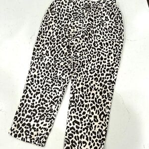 J CREW LEOPARD LINEN BLEND PANTS SIZE 10